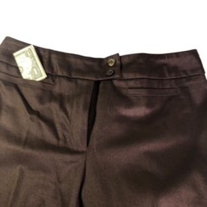 NWT Tribella Front Zip Straight Leg Button Hold Front Pockets Brown Pants Size 8
